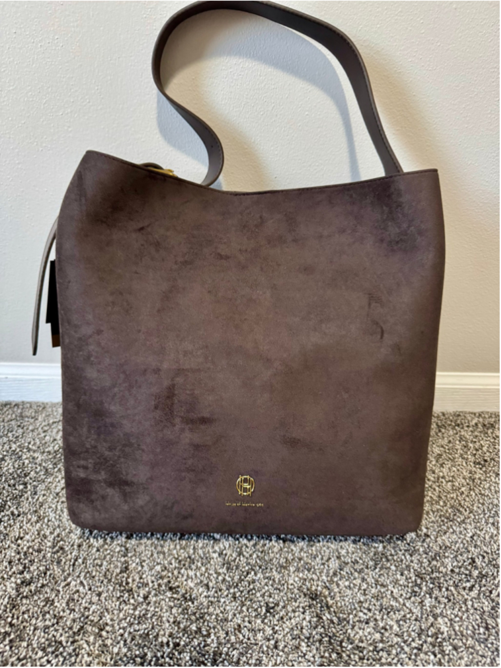 Women's House of Harlow 1960 Brown Suede Like Luxe Hobo Bag NWT